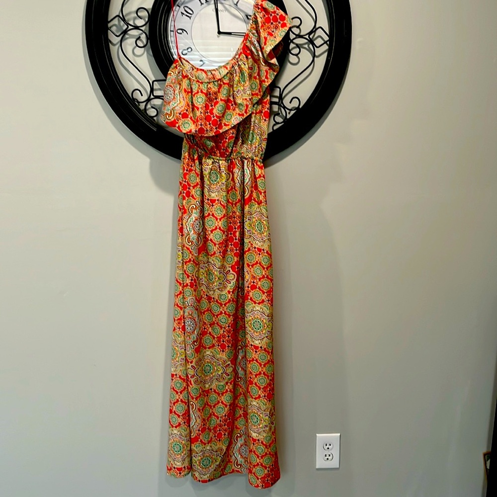 GIANNI BINI MAXI one shoulder design pretty Multicolor pattern maxi Dress small